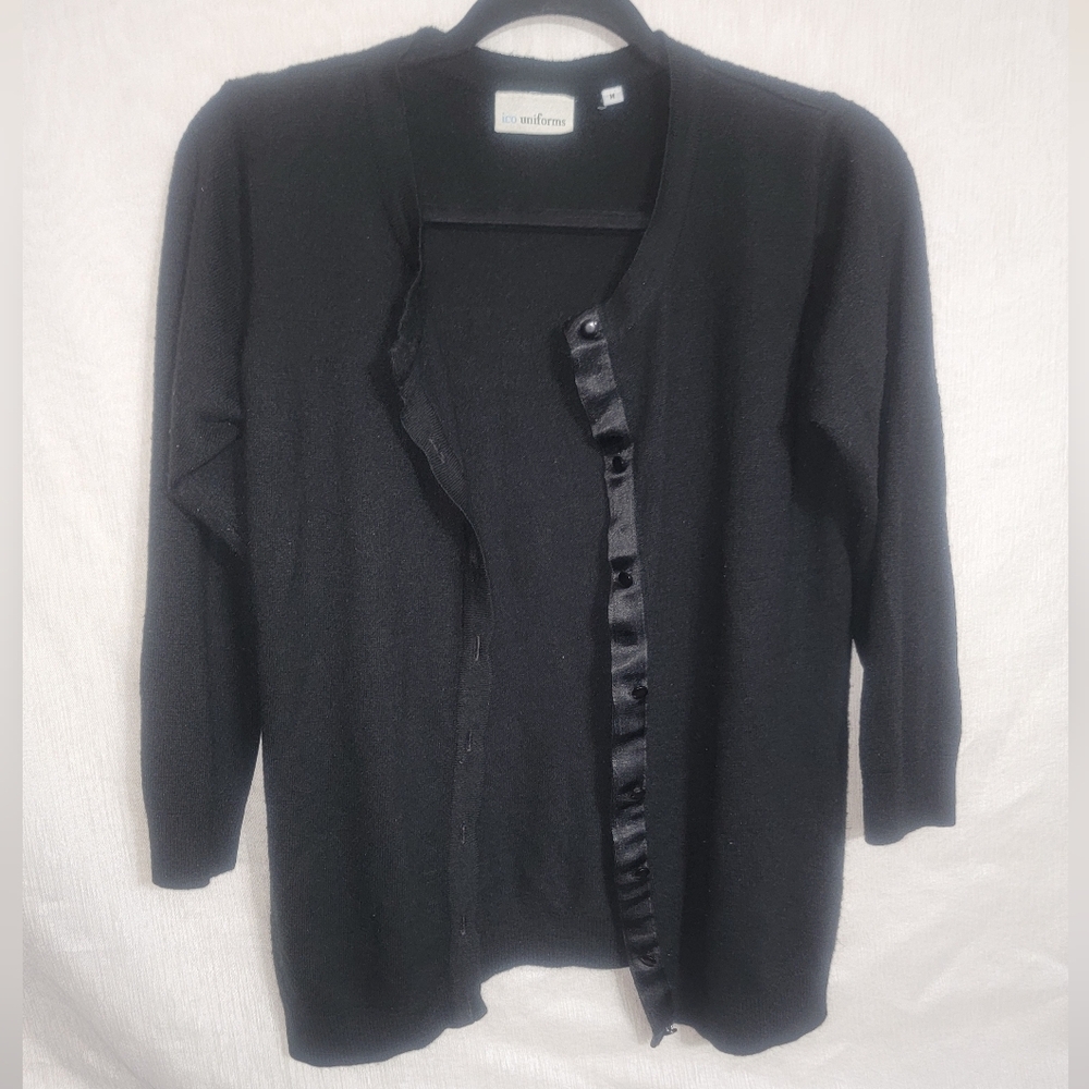 Ico Uniforms Women's Black Cardigan Sweater